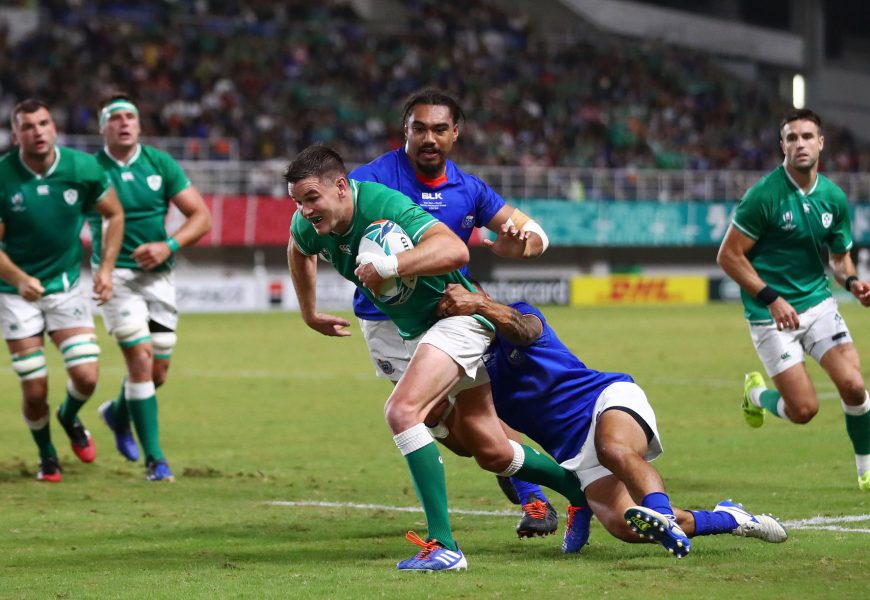 Aki Sees Red as Ireland Secure Bonus Point Against Samoa