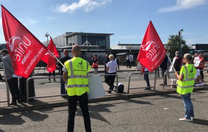 Aviation Workers Demonstrate Against Job Losses In The North