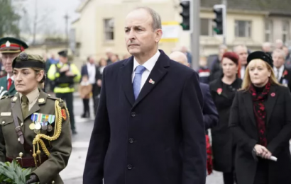 Micheál Martin Lays Wreath At Remembrance Service In Enniskillen