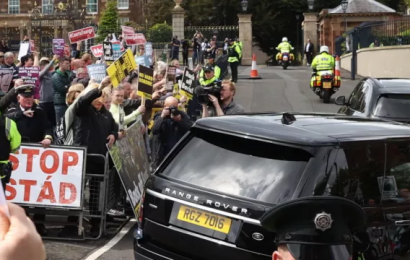 Boris Johnson Greeted By Protesters As He Arrives In The North