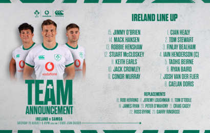 Ireland Team Named To Face Samoa In Bayonne